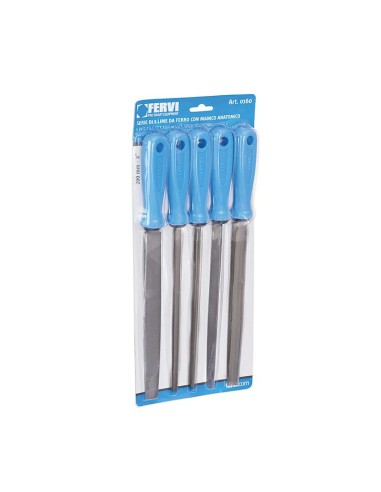 Lot de 5 limes en fer avec manche Fervi 0160
