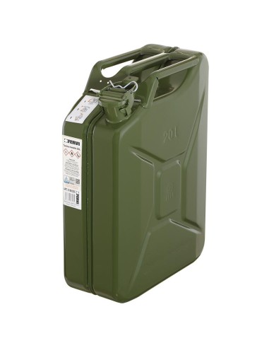 Tanica in metallo verde 20 lt omologata per benzina e carburanti Fervi 0189/20c