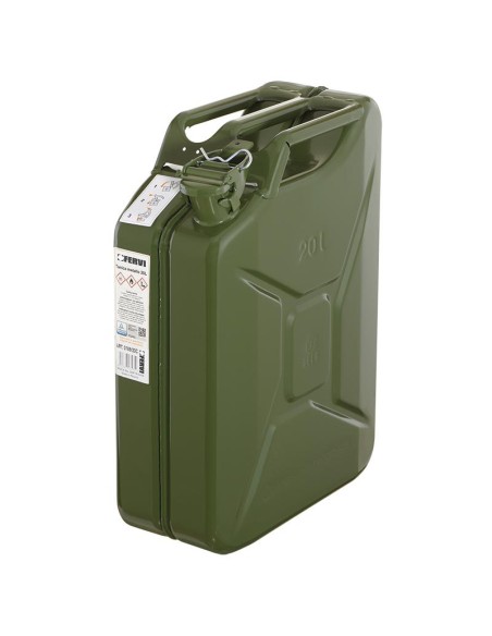 Tanica in metallo verde 20 lt omologata per benzina e carburanti Fervi 0189/20c