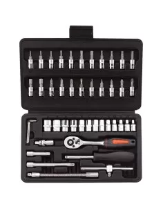 Serie cles a douille 1/4 avec cliquet Fervi 0624