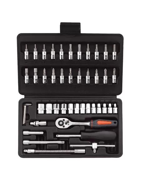 Serie cles a douille 1/4 avec cliquet Fervi 0624