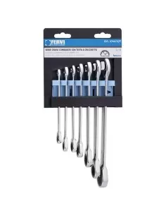 Serie 7 cles combinees avec tete a cliquet Fervi 0700/07p