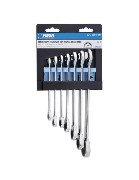 Serie 7 cles combinees avec tete a cliquet Fervi 0700/07p