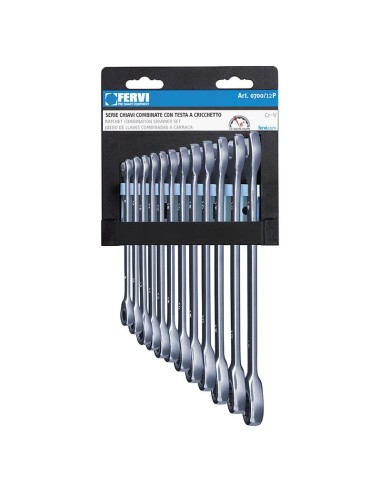 Serie 12 cle combinee avec tete a cliquet Fervi 0700/12p