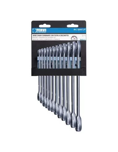 Serie 12 cle combinee avec tete a cliquet Fervi 0700/12p