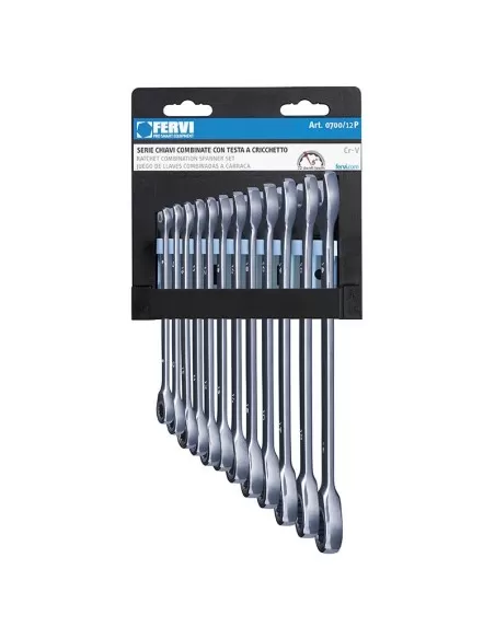 Serie 12 cle combinee avec tete a cliquet Fervi 0700/12p