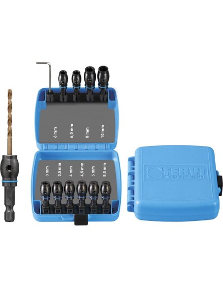 Serie porte-embouts avec raccord 1/4 pour tournevis Fervi 0524