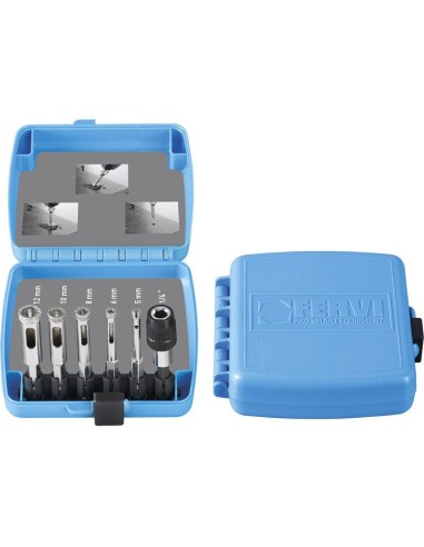 Serie de pointes diamantees avec connexion 1/4 pour tournevis Fervi 0529