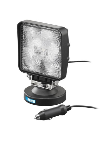 Phare LED carre 12-24v avec base magnetique pour voiture 5 x 3w Fervi 0713/15