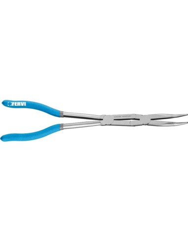 Pince a bec long double articulation 45 degres 335 mm fervi 0872/pcd