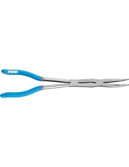 Pince a bec long double articulation 45 degres 335 mm fervi 0872/pcd