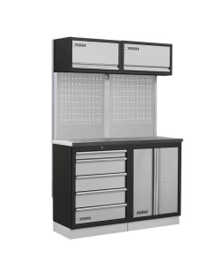 Mobilier atelier modulable avec plateau armoires et tiroirs en inox Fervi a008m
