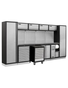 Mobilier atelier modulable avec plateau armoires et tiroirs en inox Fervi a008p