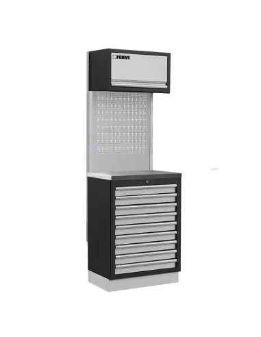Mobilier atelier modulable avec plateau penderie et tiroirs en inox Fervi a008r