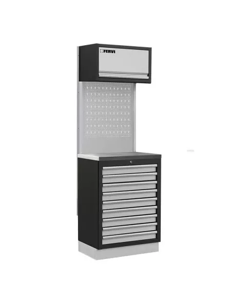 Mobilier atelier modulable avec plateau penderie et tiroirs en inox Fervi a008r