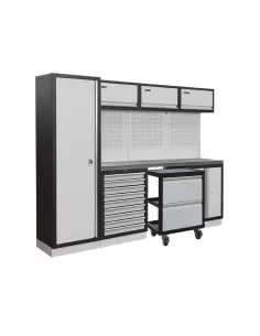 Mobilier atelier modulable avec plateau armoires et tiroirs en inox Fervi a008s