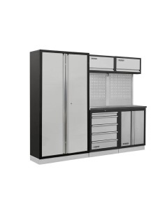 Mobilier atelier modulable avec plateau armoires et tiroirs en inox Fervi a008t