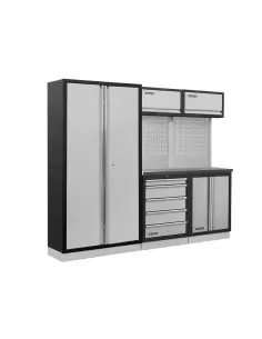 Mobilier atelier modulable avec plateau armoires et tiroirs en inox Fervi a008t