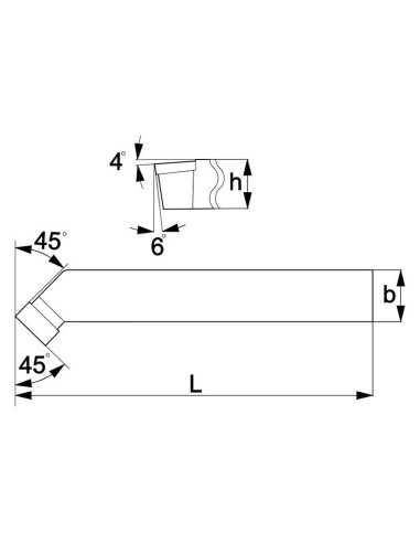 Outil de tournage exterieur ISO 2 gauche 20x20 mm pour tour