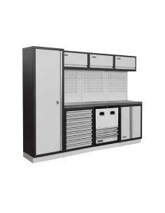 Mobilier atelier modulable avec plateau armoires et tiroirs en inox Fervi a008u