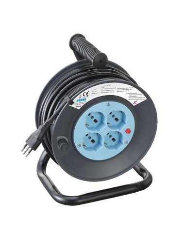 Enrouleur de cable de rallonge electrique 15 metres prise 3x15 fervi a010/15