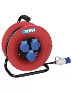 Enrouleur de rallonge electrique 30 m 3x25 cable industriel 230v fervi a010/30