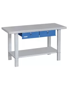 1 - Etabli avec plateau en acier et tiroirs 1500 mm