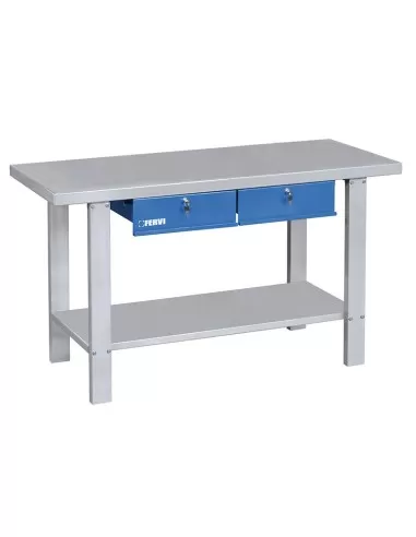 1 - Etabli avec plateau en acier et tiroirs 1500 mm