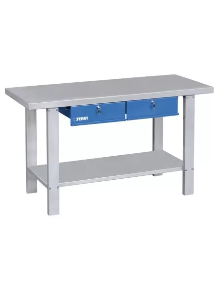 1 - Etabli avec plateau en acier et tiroirs 1500 mm
