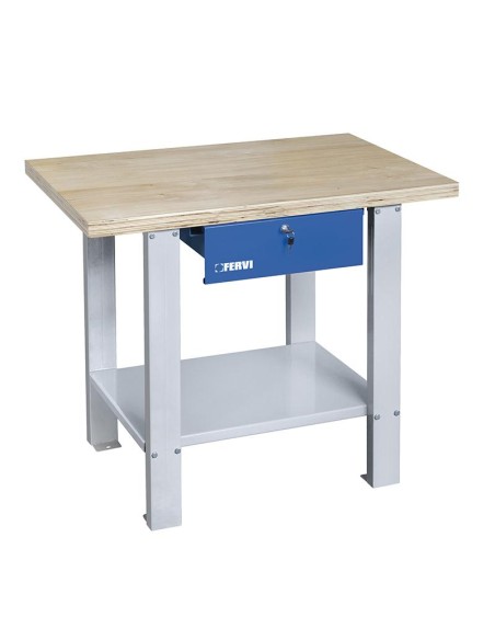 Etabli avec plateau en bois et tiroir 1000 mm