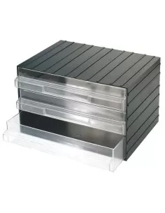 Commode avec 3 tiroirs coulissants transparents pour petites pieces