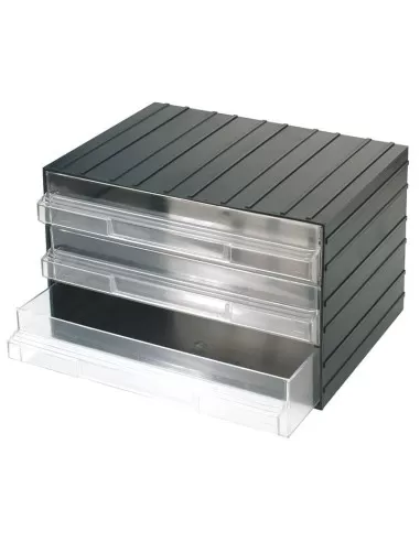 Commode avec 3 tiroirs coulissants transparents pour petites pieces