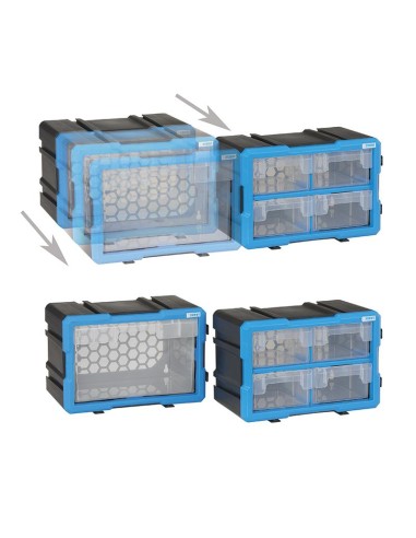 Commode modulable avec plateau extractible pour atelier