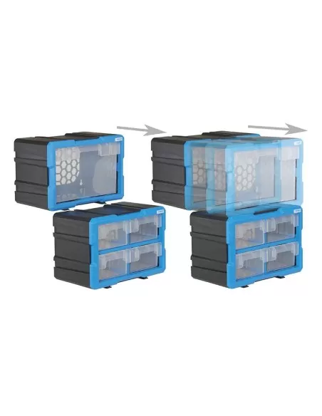 Commode modulable avec plateau extractible pour atelier