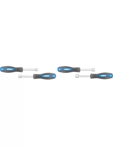 Jeu de 4 cles tournevis a douille 10 - 13 mm avec manche Fervi CB01/04P