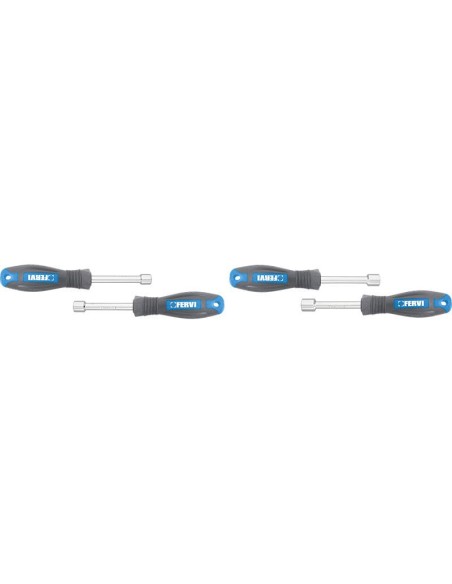 Jeu de 4 cles tournevis a douille 10 - 13 mm avec manche Fervi CB01/04P