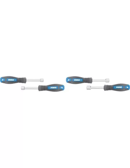 Jeu de 4 cles tournevis a douille 10 - 13 mm avec manche Fervi CB01/04P