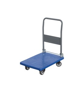 Chariot avec plateforme d'une capacite de 150 kg 4 roues et poignee rabattable