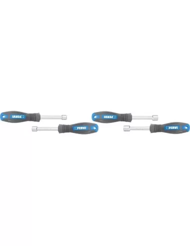 Jeu de 4 cles tournevis a douille 10 - 13 mm avec manche Fervi CB02/04P