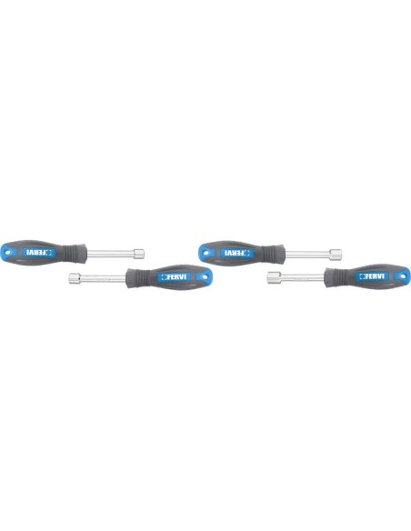 Jeu de 4 cles tournevis a douille 10 - 13 mm avec manche Fervi CB02/04P