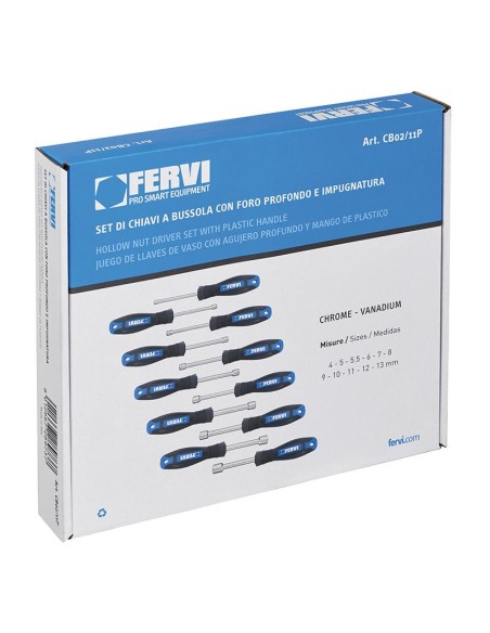 Jeu de 11 cles a douille avec manche 4-13 mm