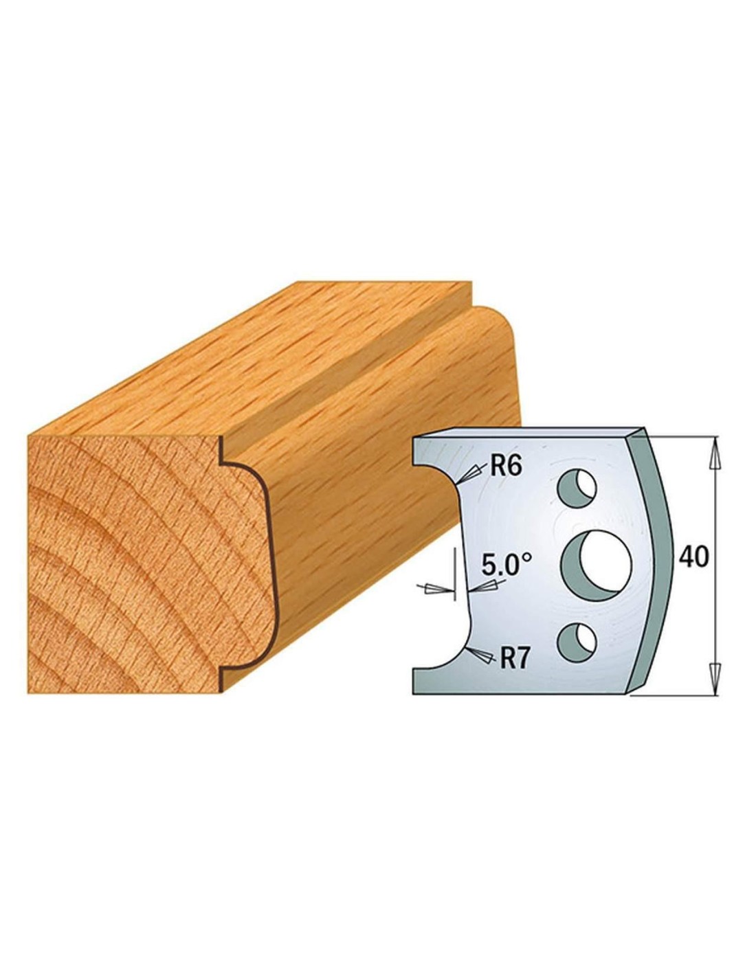 Jeu De 2 Couteaux Profilés Pour Toupie À Bois 40 Mm Profil 02