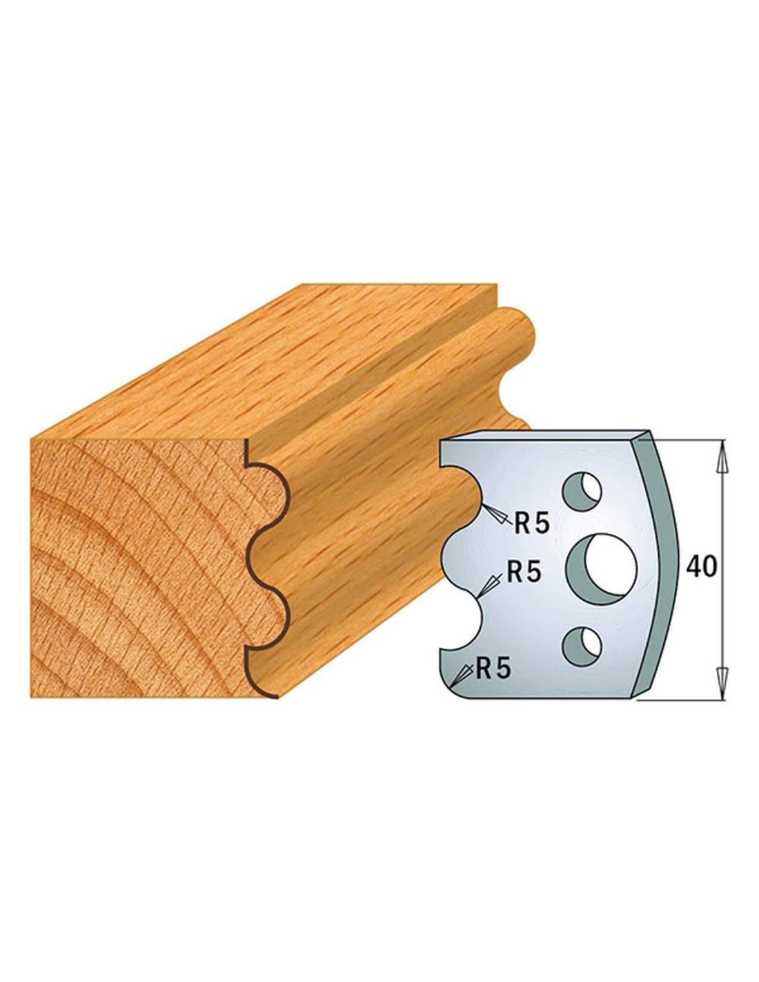 Jeu De 2 Couteaux Profilés Pour Toupie À Bois 40 Mm Profil 06