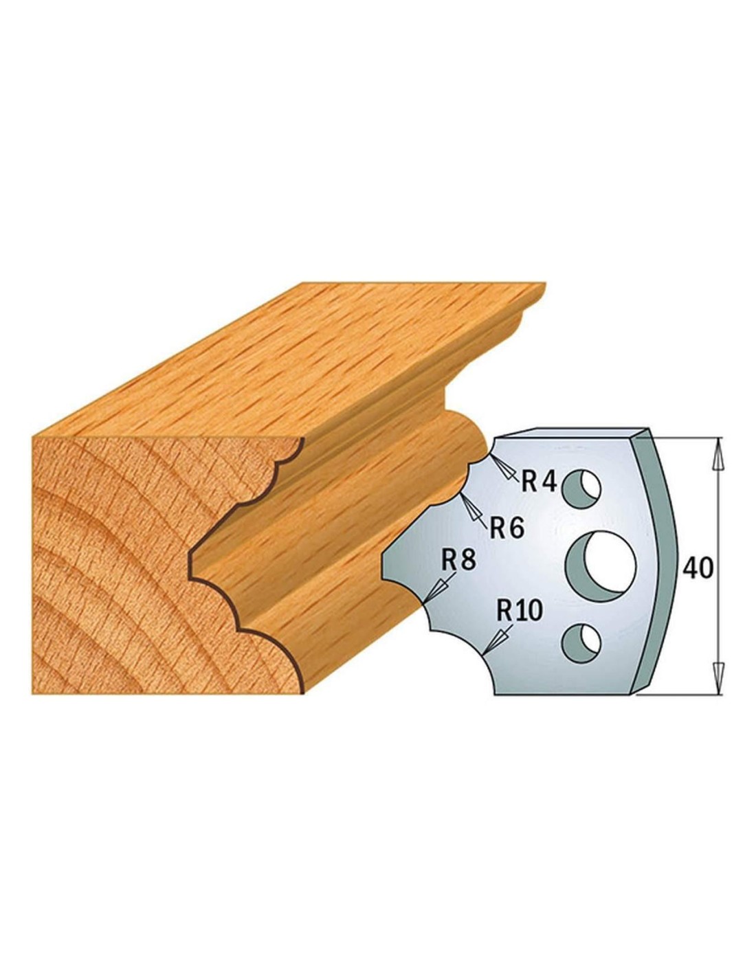 Jeu De 2 Couteaux Profilés Pour Toupie À Bois 40 Mm Profil 127
