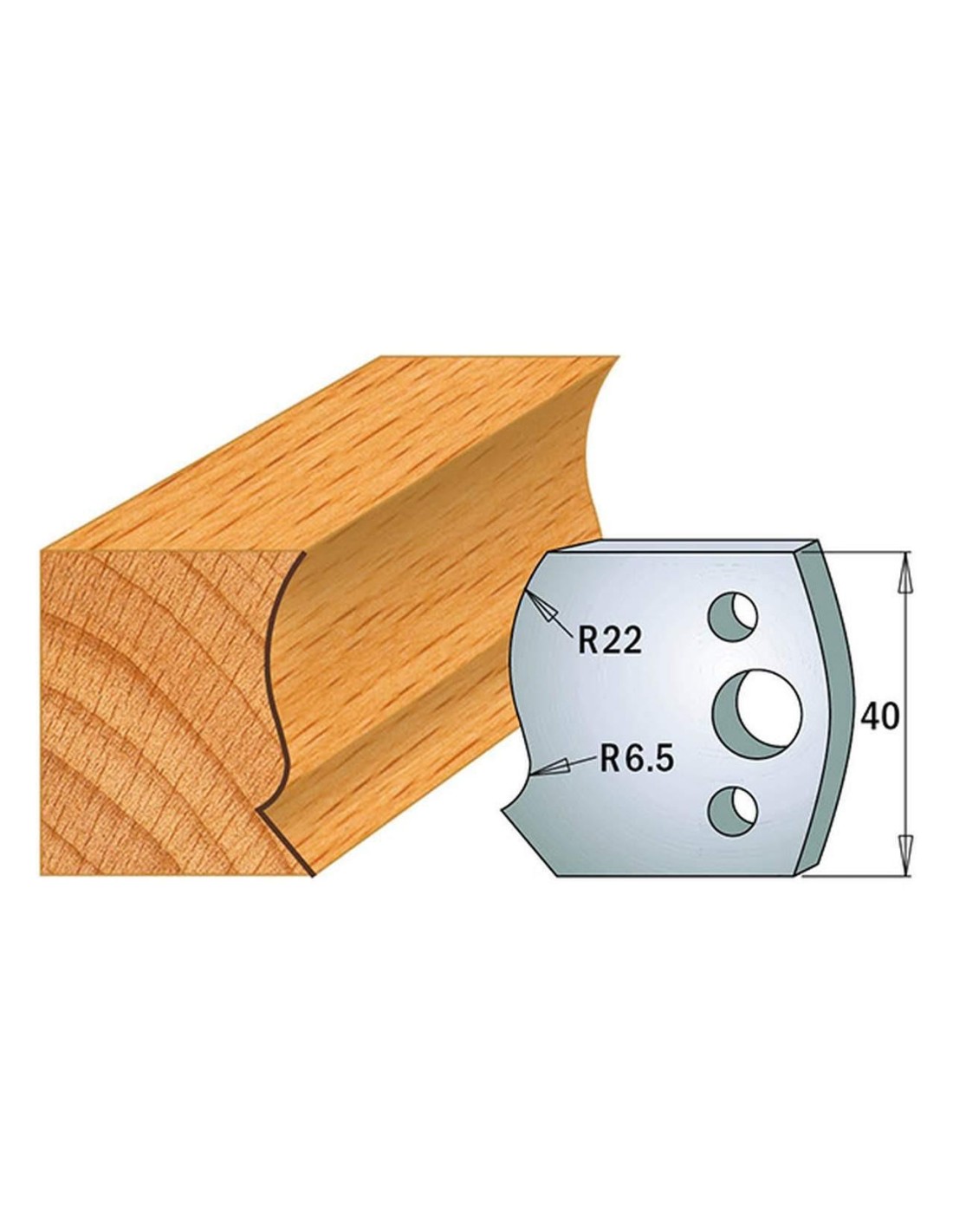 Jeu De 2 Couteaux Profilés Pour Toupie À Bois 40 Mm Profil 128