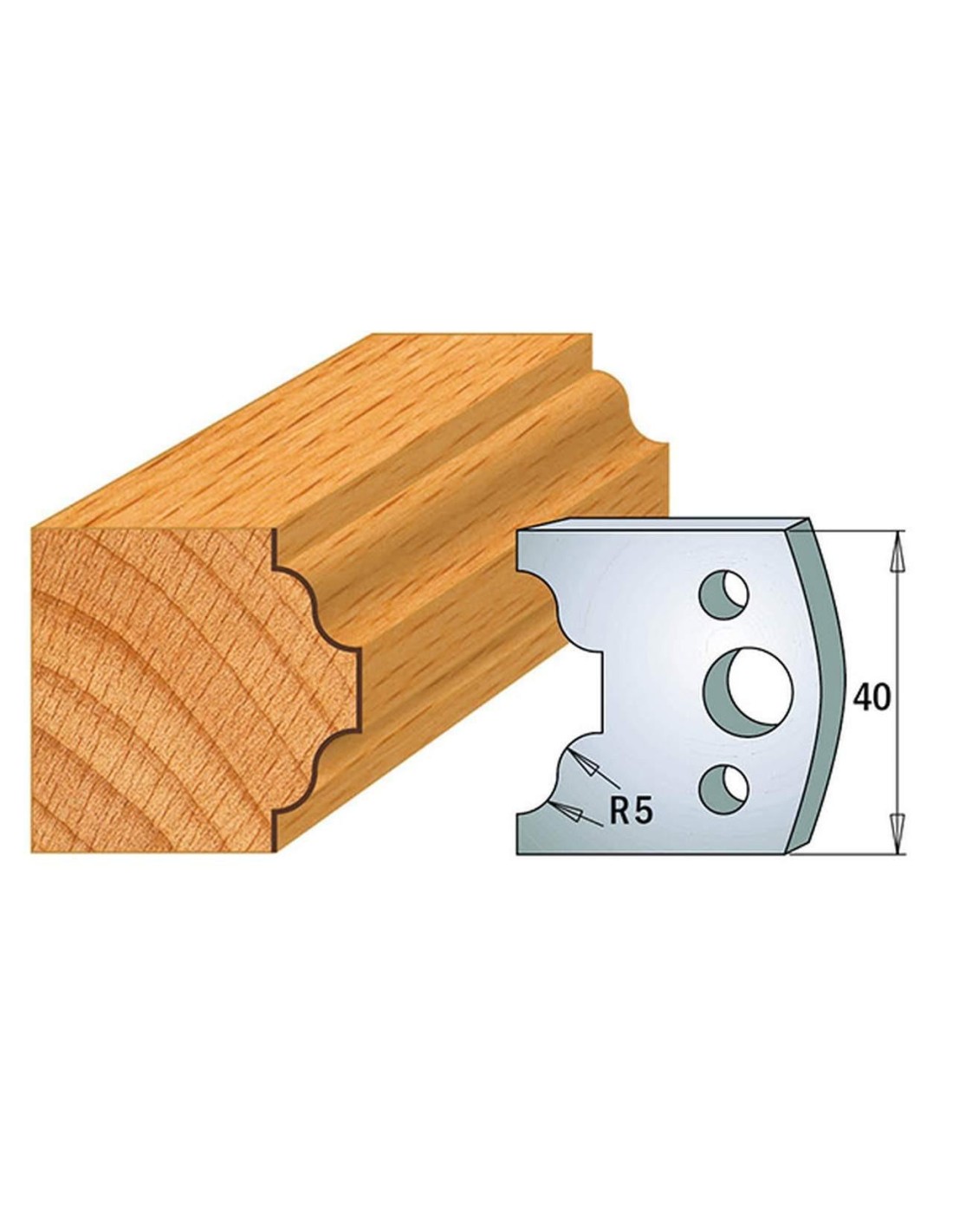 Jeu De 2 Couteaux Profilés Pour Toupie À Bois 40 Mm Profil 25