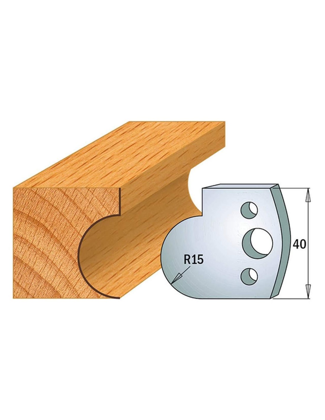 Jeu De 2 Couteaux Profilés Pour Toupie À Bois 40 Mm Profil 65