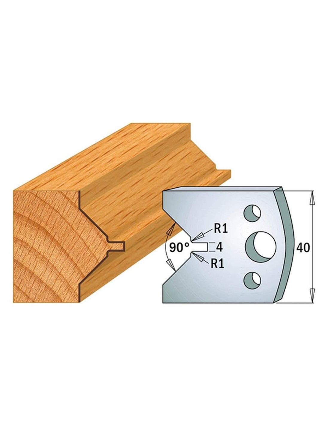 Jeu De 2 Couteaux Profilés Pour Toupie À Bois 40 Mm Profil 72