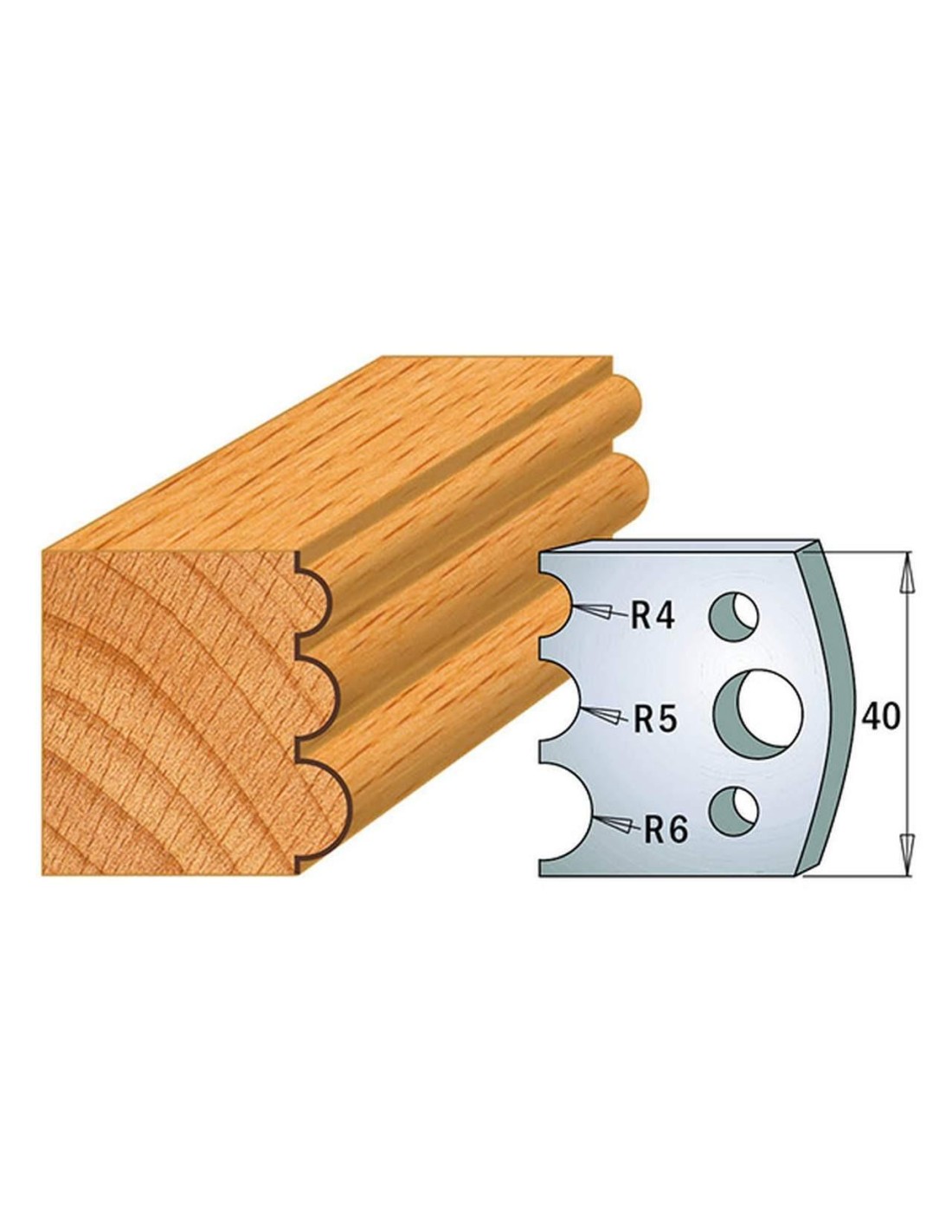Jeu De 2 Couteaux Profilés Pour Toupie À Bois 40 Mm Profil 90