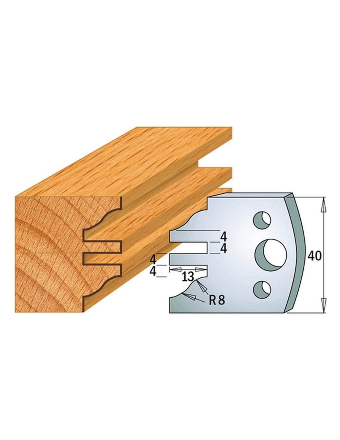 Jeu De 2 Couteaux Profilés Pour Toupie À Bois 40 Mm Profil 97